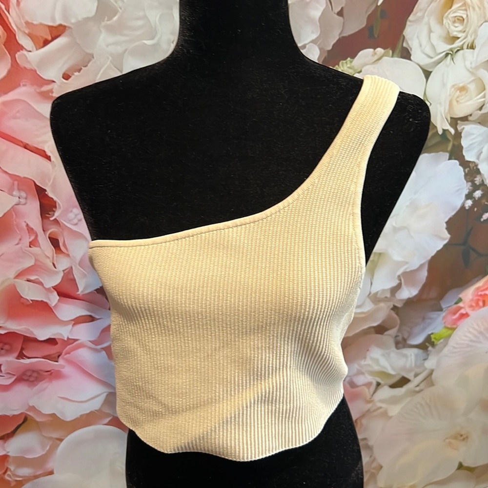 Sculpt Knit One-Shoulder Cropped Tank